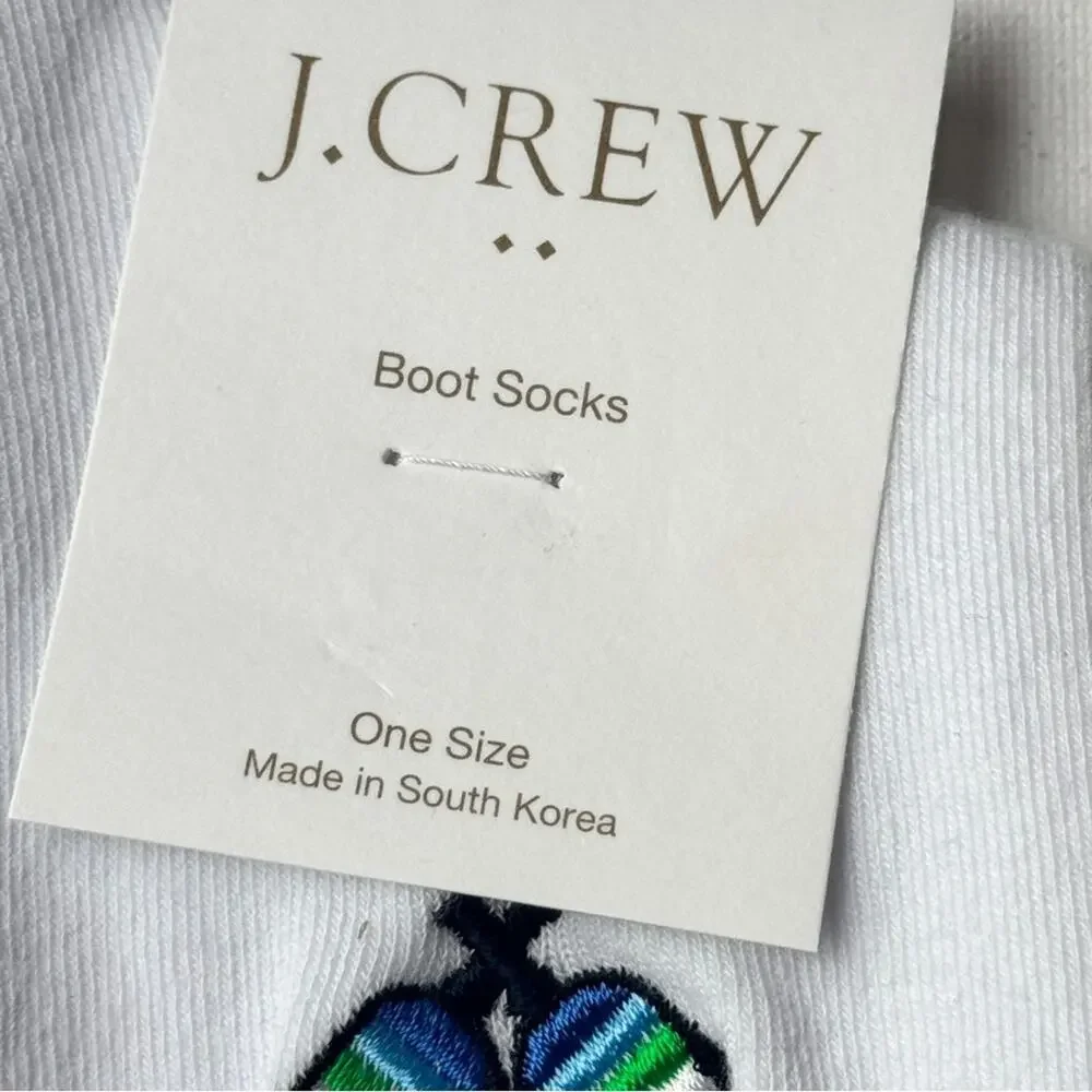 J.Crew Women's Pickleball White Graphic Crew Style Socks  NWT